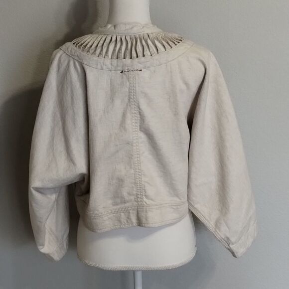 Anthropologie HEI HEI open blazer jacket oatmeal beige cropped medium large - Picture 5 of 9